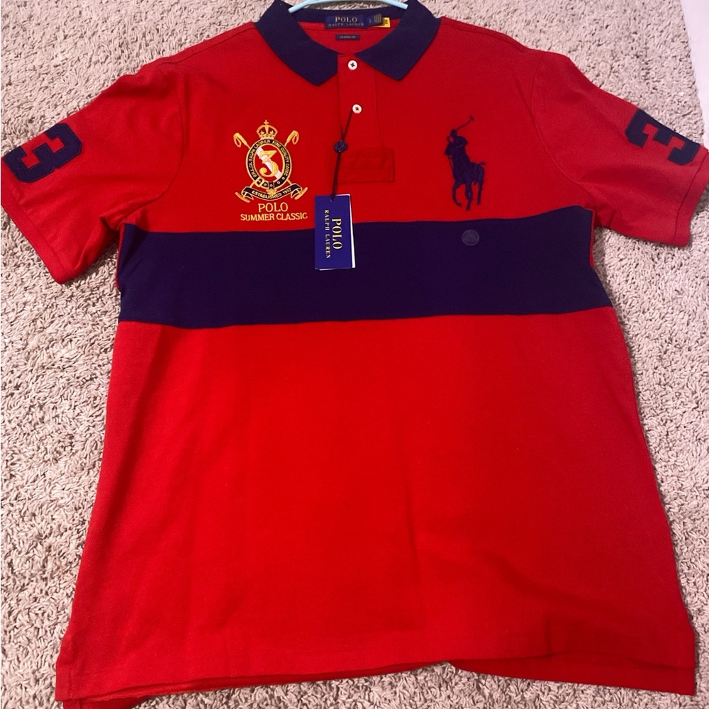 Polo by Ralph Lauren Red and Blue Classic Polo Shirt